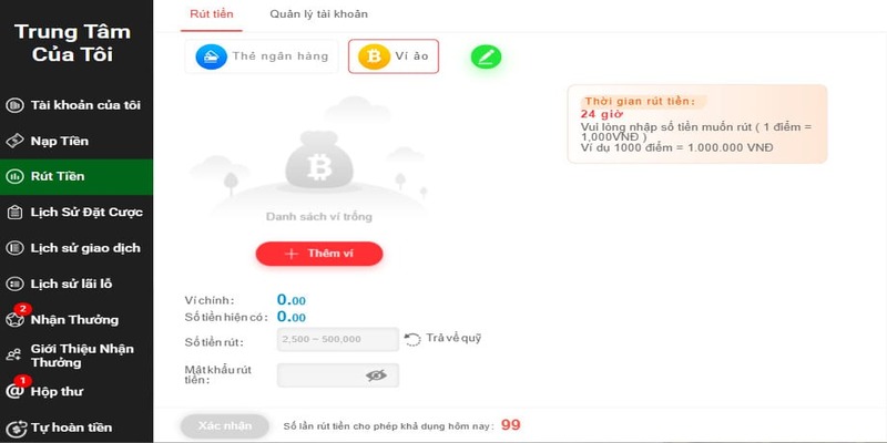 Cách thức rút tiền chi tiết thông qua ví USDT cho hội viên Cách thức rút tiền chi tiết thông qua ví USDT cho hội viên
