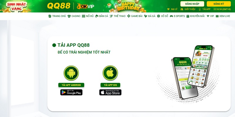 Tải app QQ88 là cài đặt ứng dụng